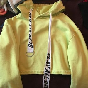 FashionNova Neon Slay All Day Cropped Hoodie